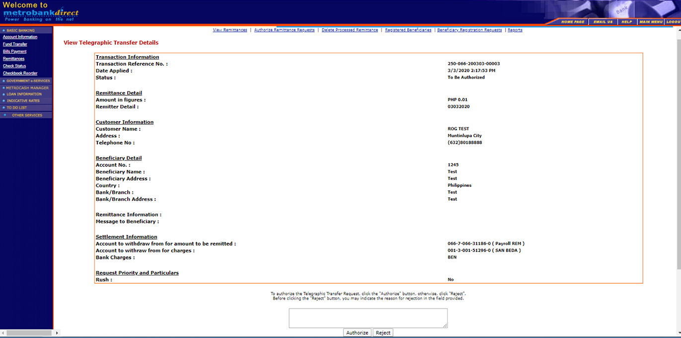 Transaction details screen